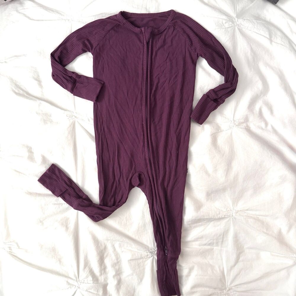 Little Sleepies Plum Ribbed Zippy
